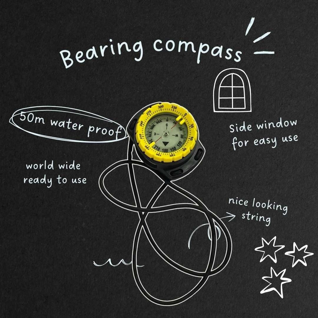 windie.pro yellow bearing compass with side window for easy use, 50m water proof and world wide ready.