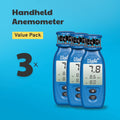 windie.pro blue handheld anemometer value pack, 3 units, digital display showing wind speed