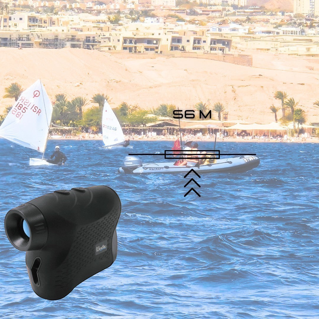 windie.pro black rangefinder with textured grip, used for sailing and marine navigation.