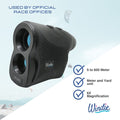 windie.pro black LR600 laser distance meter with 6X magnification and 600m range, ideal for sports and outdoor use.