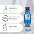Windie.pro blue handheld anemometer with digital display showing wind speed, ideal for sailors and water sports enthusiasts.