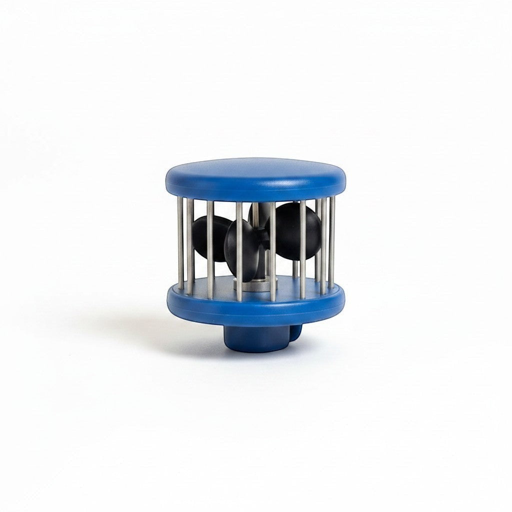 windie.pro blue anemometer replacement head unit with black cups and silver metal cage. For accurate wind speed readings.