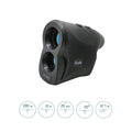 Black windie.pro LR600 laser distance meter with textured grip and blue lens accents. Features 600m range, 6x magnification.