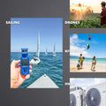 windie.pro blue handheld windmeter with digital display, used for sailing, kite surfing, drones, and HVAC.